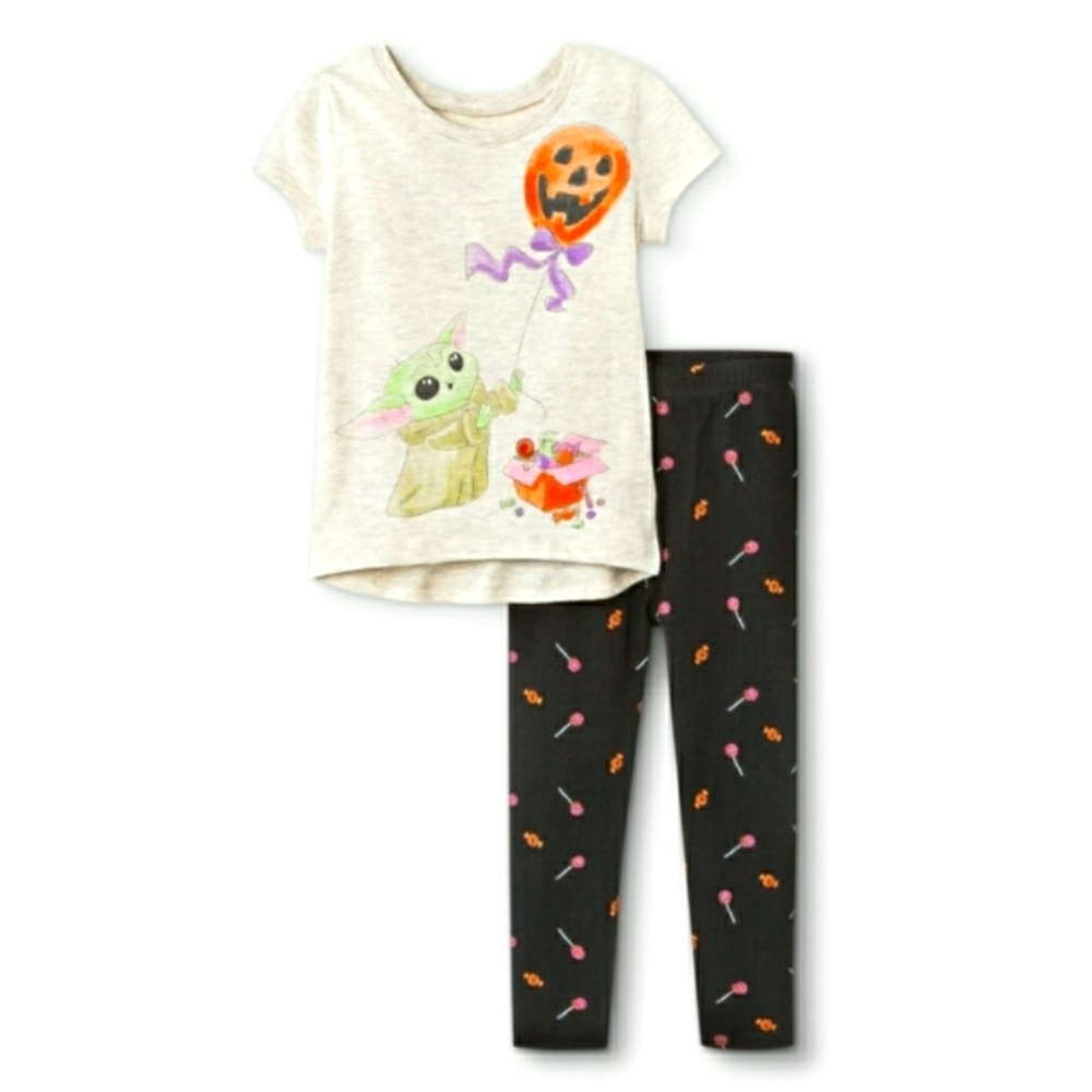NWT Star Wars Mandalorian Baby Yoda Halloween Pumpkin Candy Shirt Pants Set 12 M
